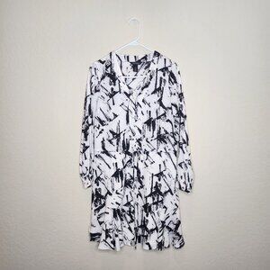 White House Black Market Women's Petite White & Black Polyester Dress